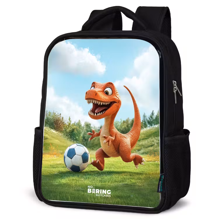 Voetbal - Dino - Sport Rugzak - Zwart middel -schuin