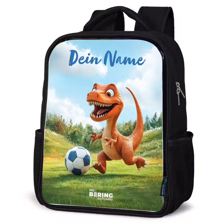 Voetbal - Dino - Sport Rugzak - Zwart middel -schuin