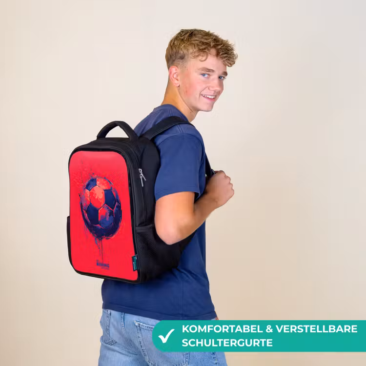 Voetbal - Verf - Blauw - Rood Rugzak - Zwart middel -sfeer9_DE