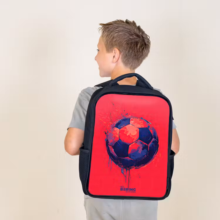 Voetbal - Verf - Blauw - Rood Rugzak - Zwart middel -sfeer2