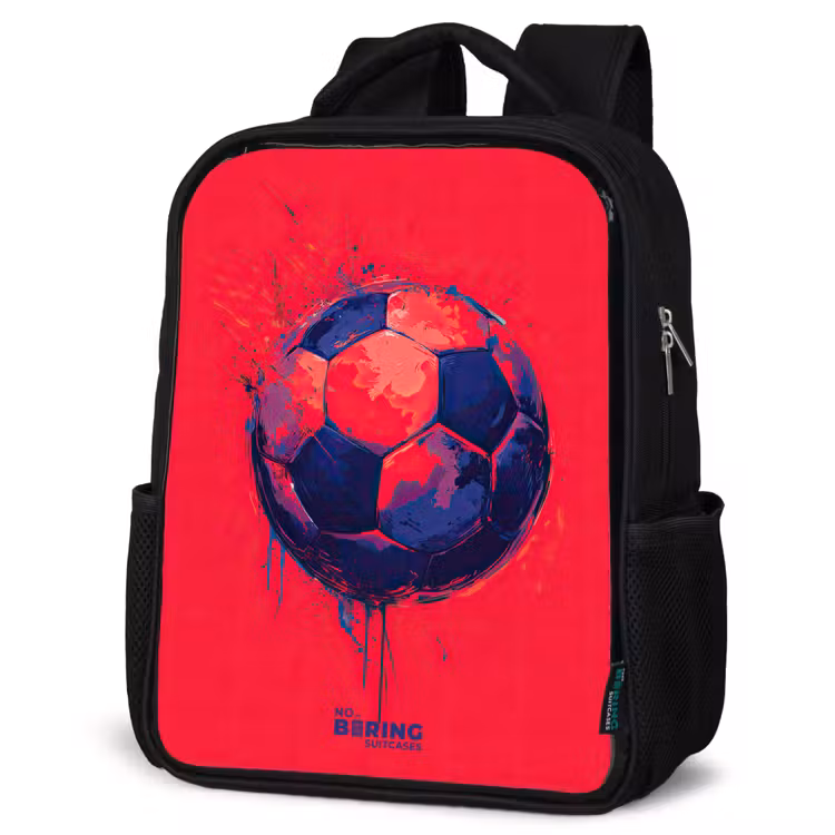 Voetbal - Verf - Blauw - Rood Rugzak - Zwart middel -schuin