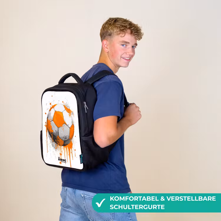 Voetbal - Verf - Oranje Rugzak - Zwart middel -sfeer9_DE