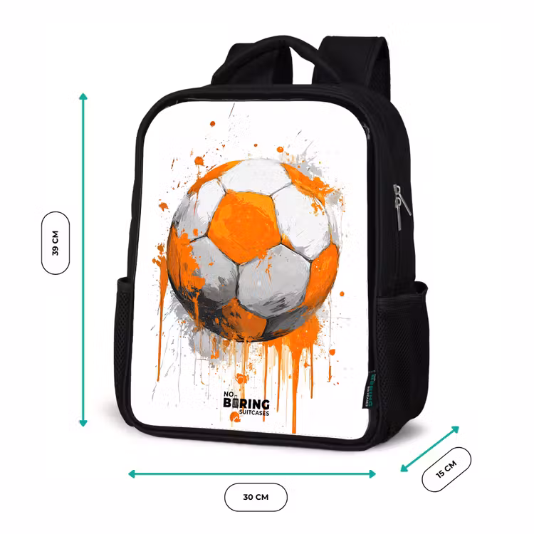 Voetbal - Verf - Oranje Rugzak - Zwart middel -productfoto_formaten