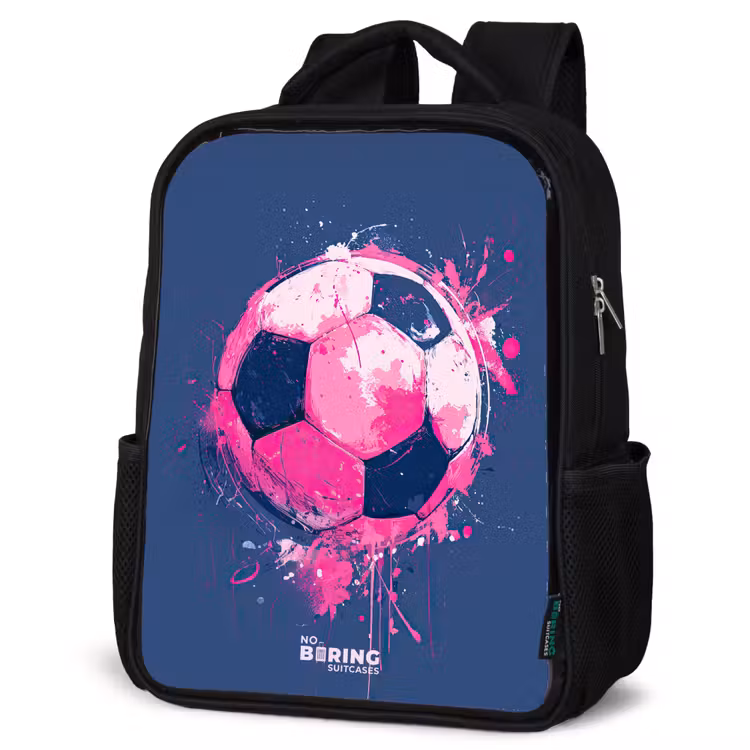 Voetbal - Verf - Roze - Blauw Rugzak - Zwart middel -schuin