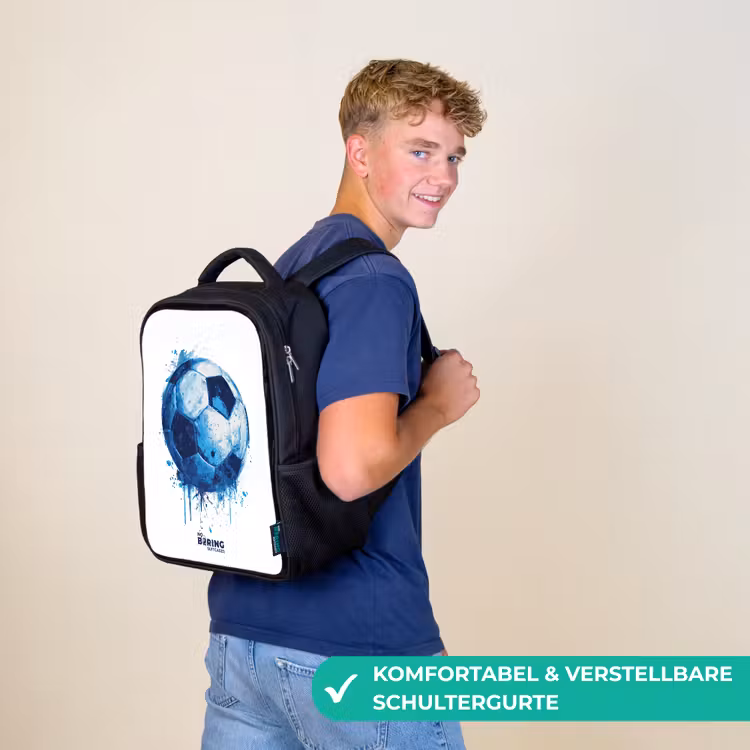 Voetbal - Inktspatten - Blauw - Bal Rugzak - Zwart middel -sfeer9_DE