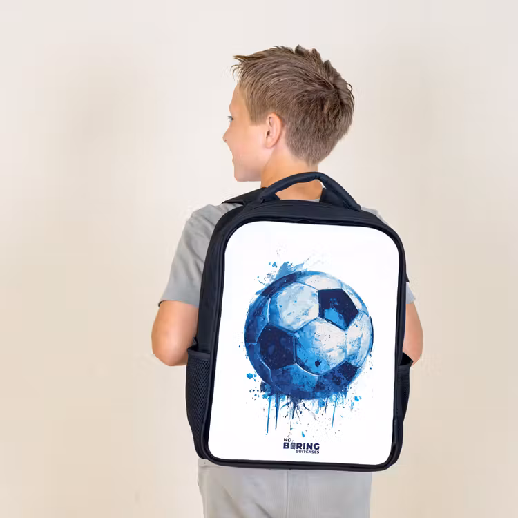 Voetbal - Inktspatten - Blauw - Bal Rugzak - Zwart middel -sfeer2