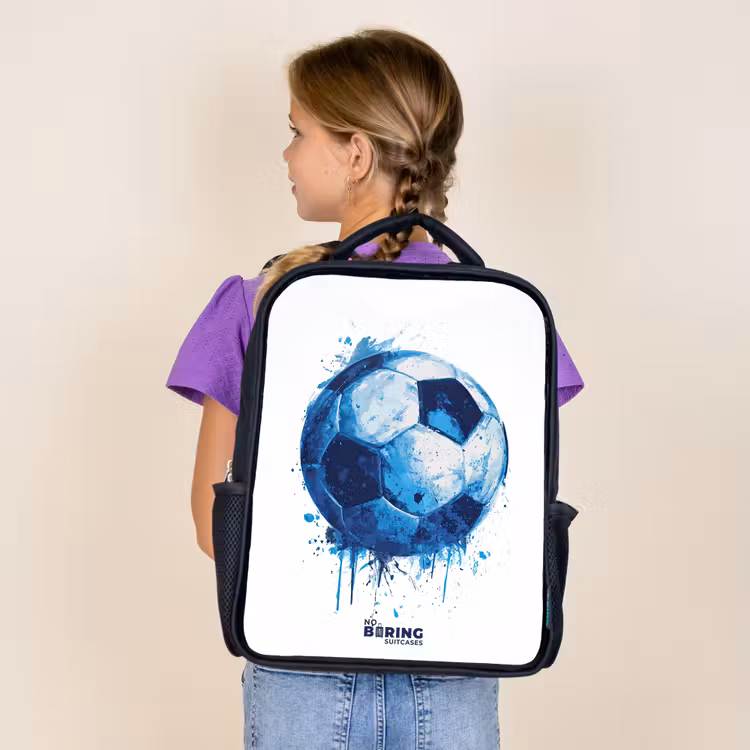 Voetbal - Inktspatten - Blauw - Bal Rugzak - Zwart middel -sfeer5