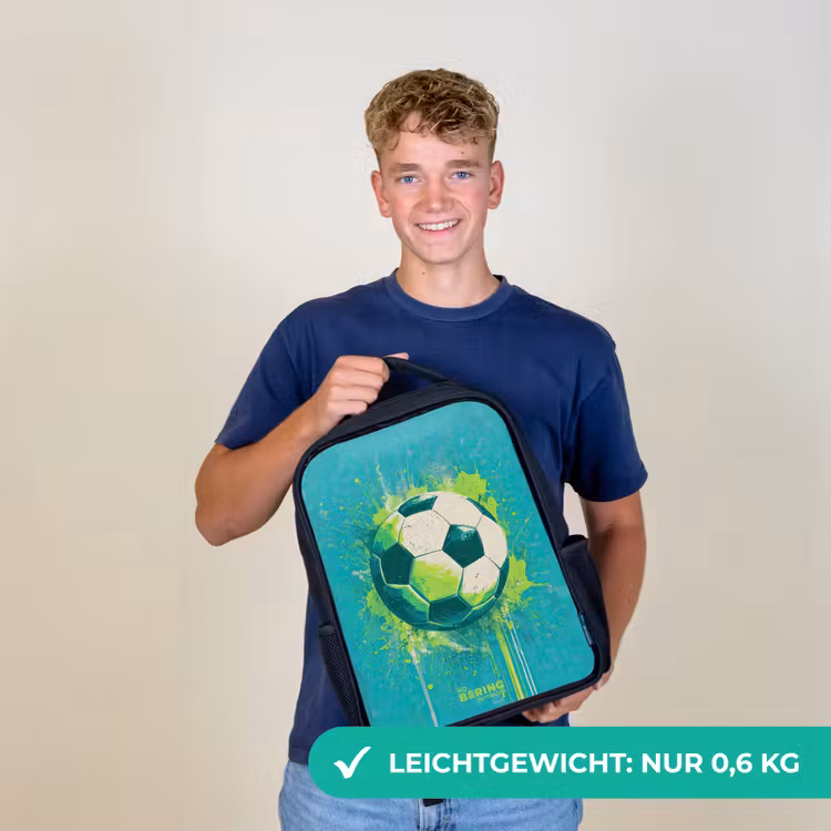 Voetbal - Verfspatten - Groen - Blauw Rugzak - Zwart middel -sfeer7_DE