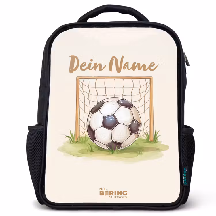Voetbal in een goal Rugzak - Zwart middel -3d