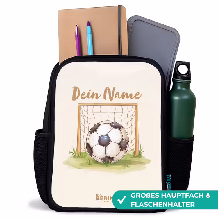 Voetbal in een goal Rugzak - Zwart middel -inhoud_DE