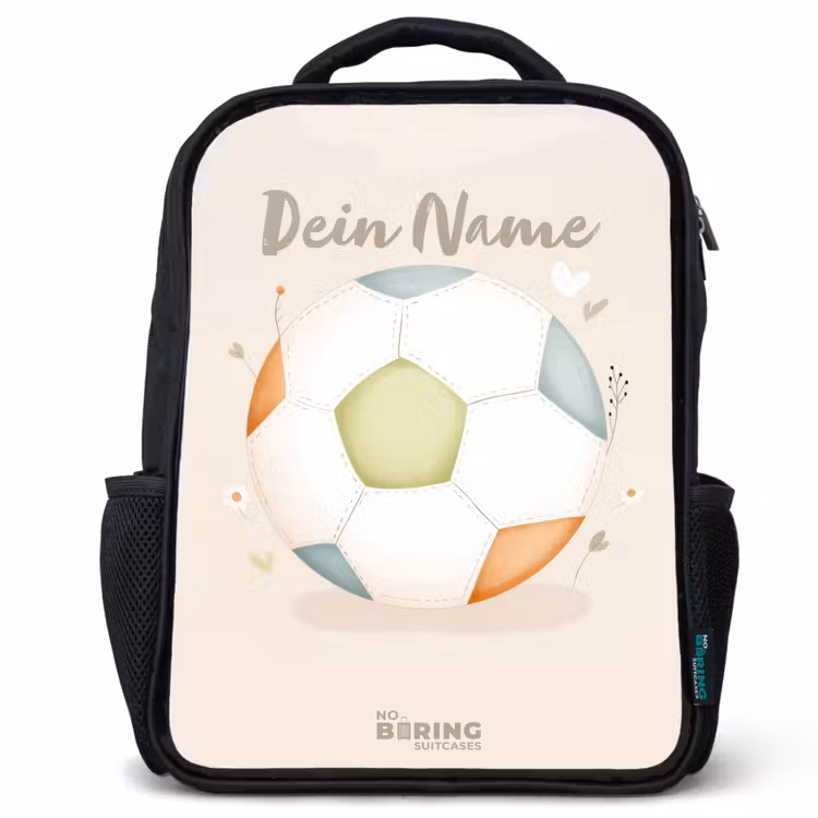 Voetbal in beige pastel kleuren Rugzak - Zwart middel -3d