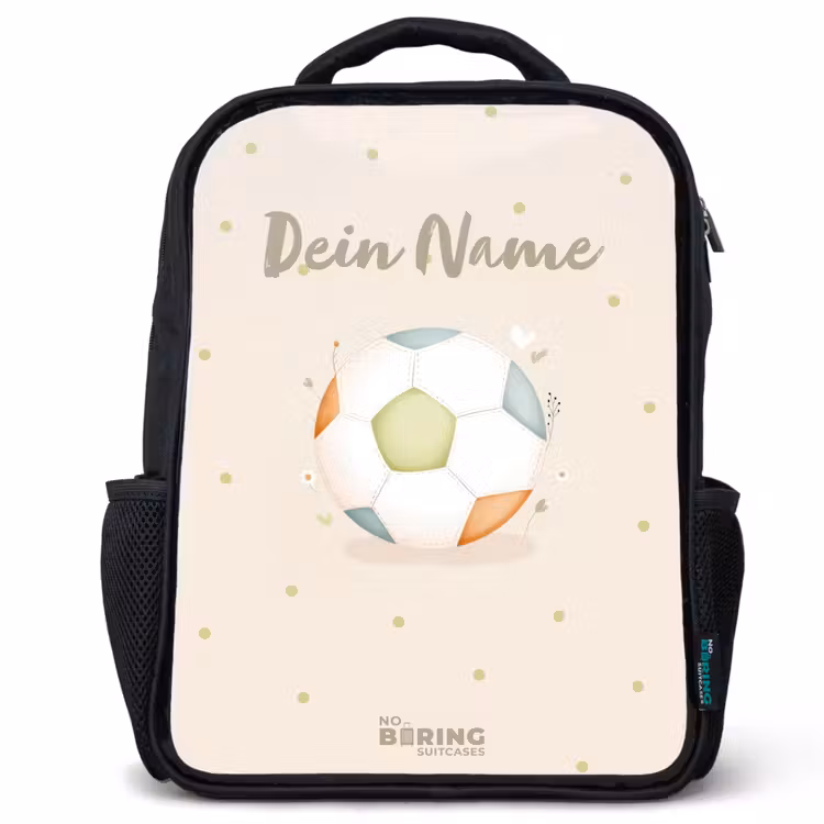 Voetbal in beige pastel kleuren Rugzak - Zwart middel -3d