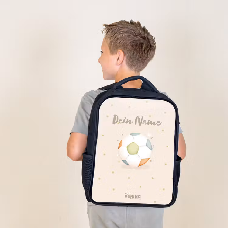 Voetbal in beige pastel kleuren Rugzak - Zwart middel -sfeer2