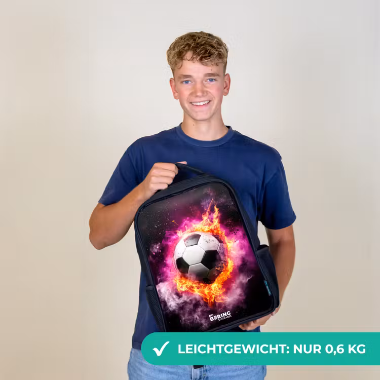 Voetbal in roze vuur explosie Rugzak - Zwart middel -sfeer7_DE