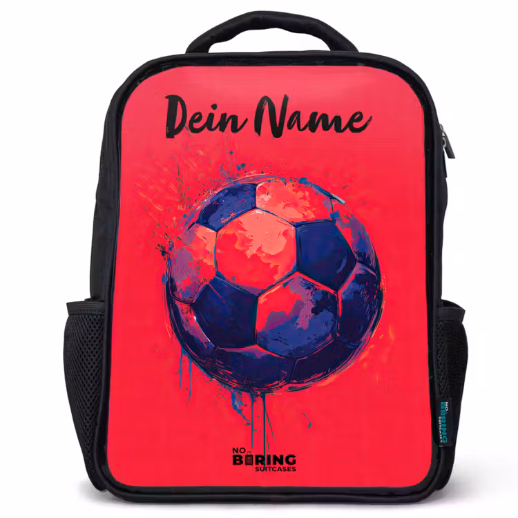 Voetbalvibes - Verf - Blauw - Rood Rugzak - Zwart middel -3d