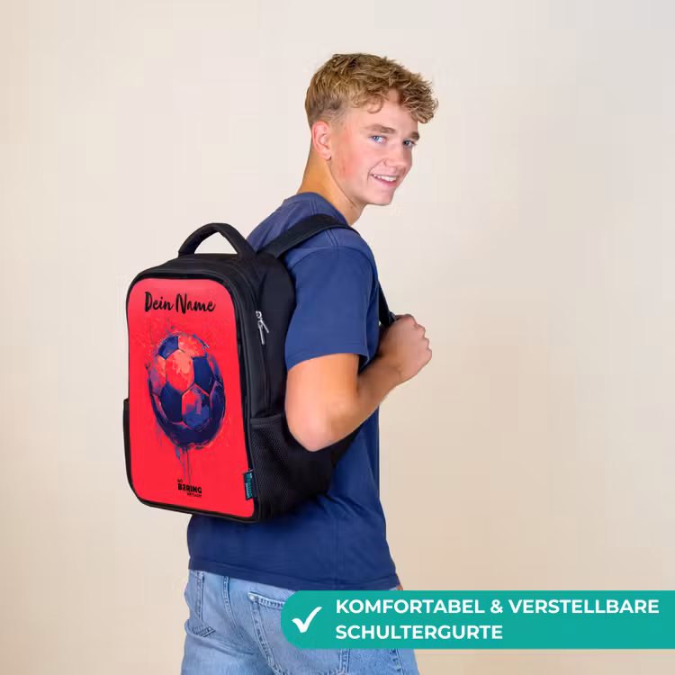 Voetbalvibes - Verf - Blauw - Rood Rugzak - Zwart middel -sfeer9_DE