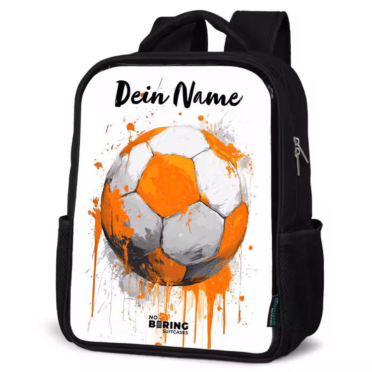 Voetbalvibes - Verf - Oranje Rugzak - Zwart middel -schuin