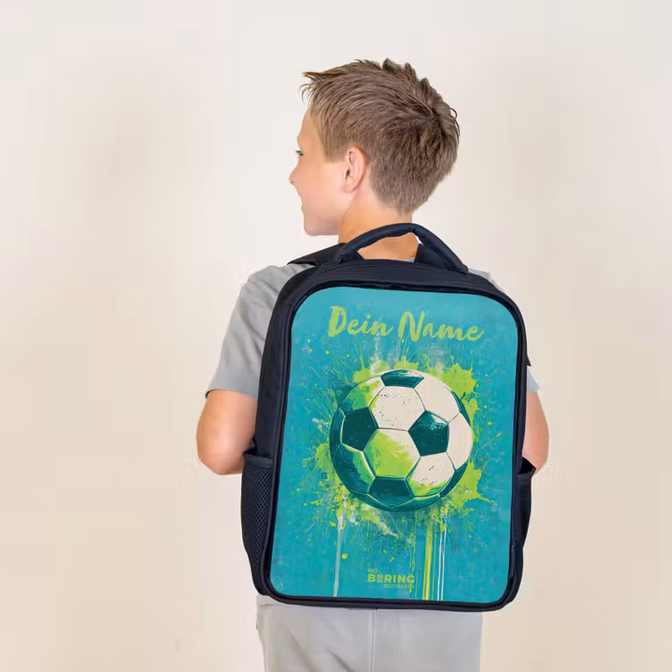 Voetbalvibes - Verfspatten - Groen - Blauw Rugzak - Zwart middel -sfeer2
