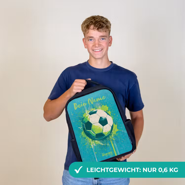 Voetbalvibes - Verfspatten - Groen - Blauw Rugzak - Zwart middel -sfeer7_DE