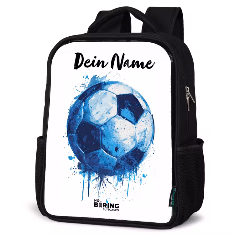 Voetbalvibes - Inktspatten - Blauw Rugzak - Zwart middel -schuin