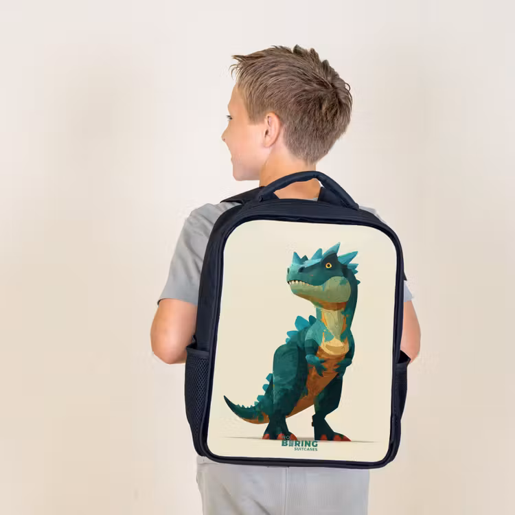 Gehoornde dino met scherpe blik Rugzak - Zwart middel -sfeer2