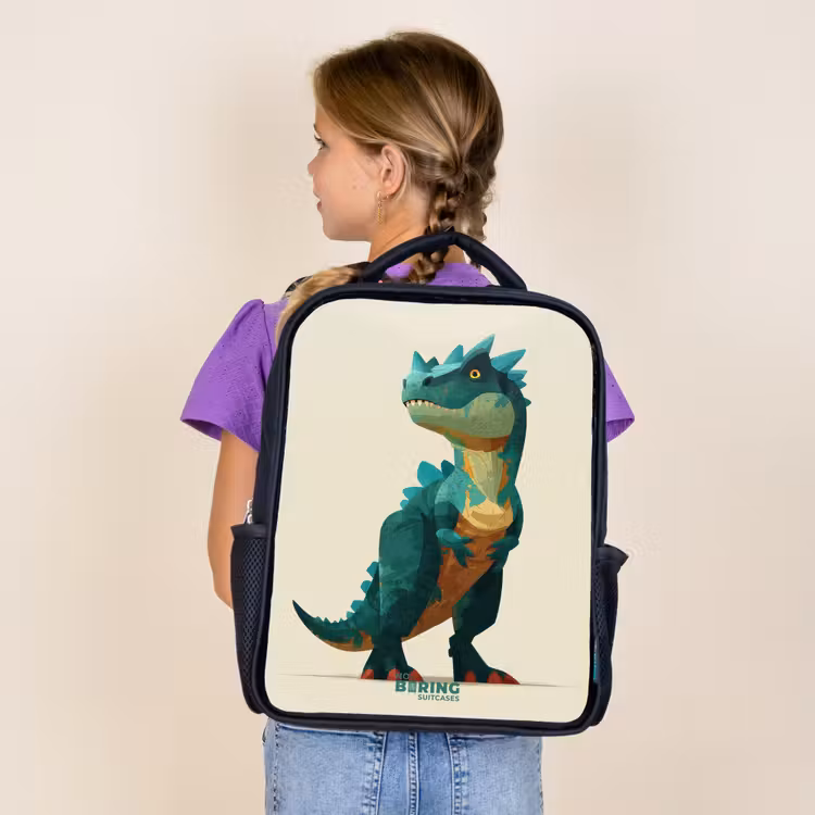 Gehoornde dino met scherpe blik Rugzak - Zwart middel -sfeer5