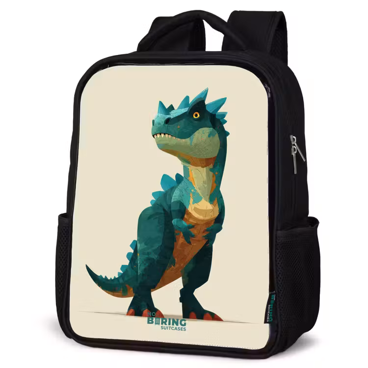 Gehoornde dino met scherpe blik Rugzak - Zwart middel -schuin