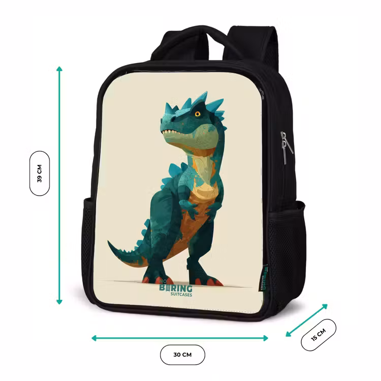 Gehoornde dino met scherpe blik Rugzak - Zwart middel -productfoto_formaten