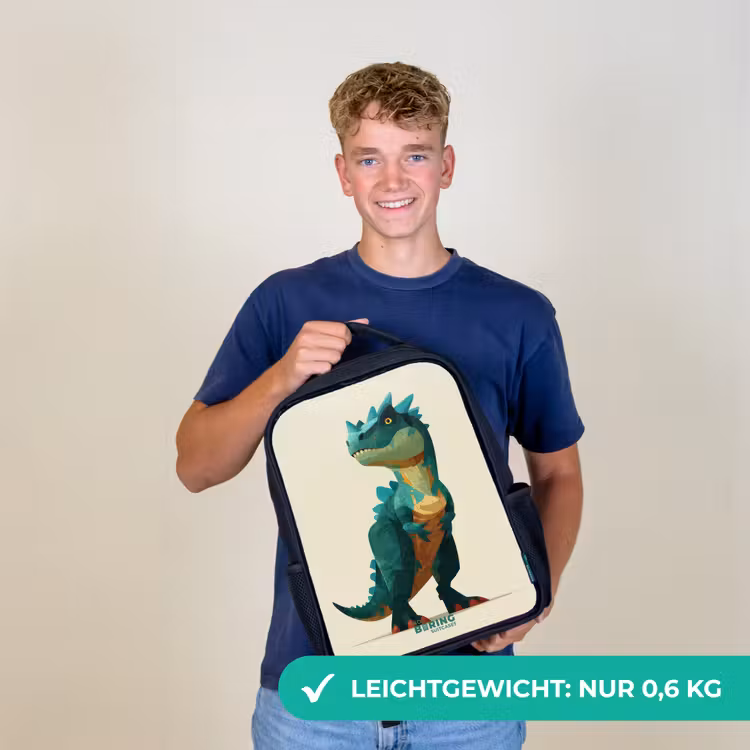 Gehoornde dino met scherpe blik Rugzak - Zwart middel -sfeer7_DE
