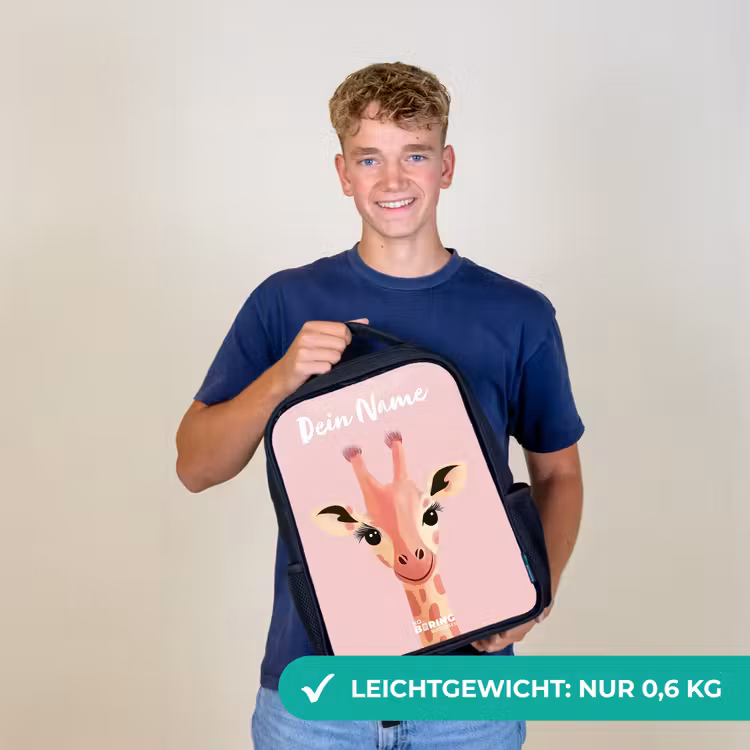 Giraffe - Wimpers - Minimalistisch - Roze Rugzak - Zwart middel -sfeer7_DE