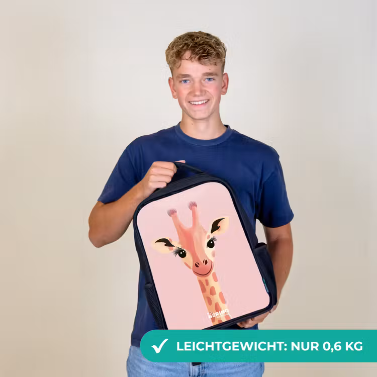 Giraffe - Wimpers - Minimalistisch - Roze Rugzak - Zwart middel -sfeer7_DE