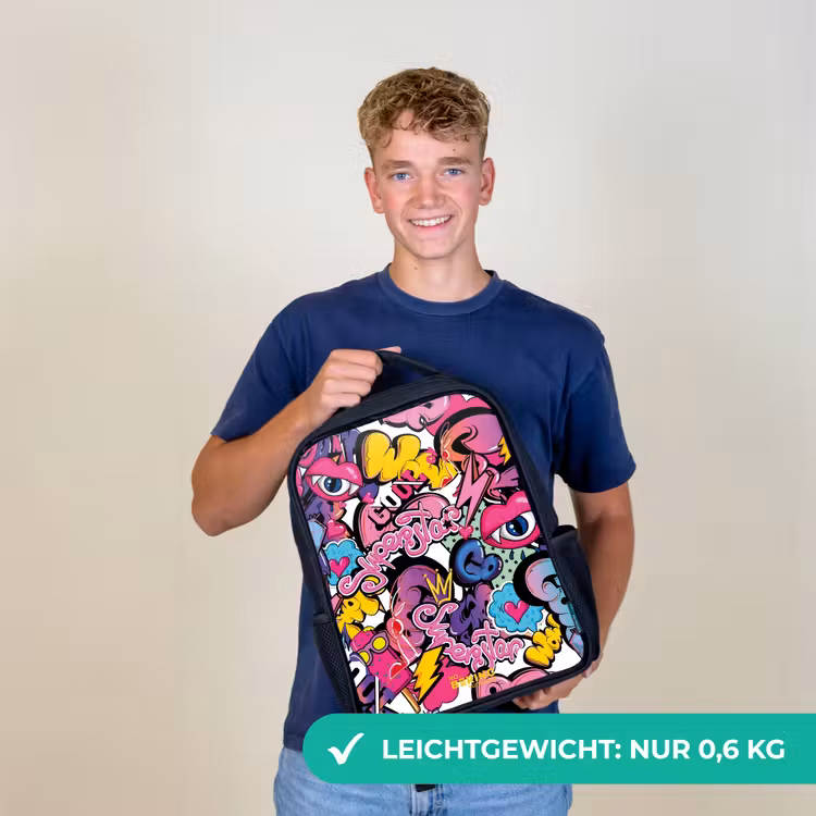 Girly graffiti Rugzak - Zwart middel -sfeer7_DE