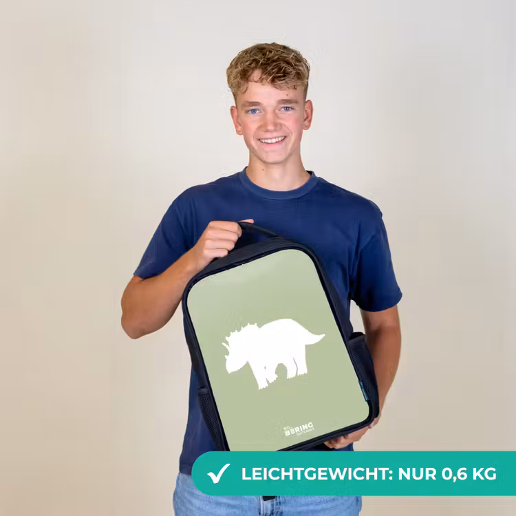 Groen met Triceratops dino Rugzak - Zwart middel -sfeer7_DE