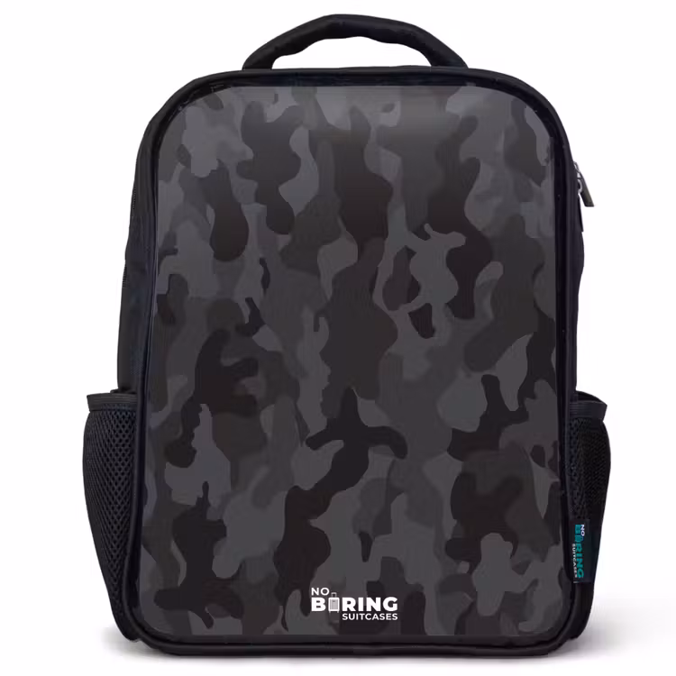 Groene camouflage print Rugzak - Zwart middel -3d
