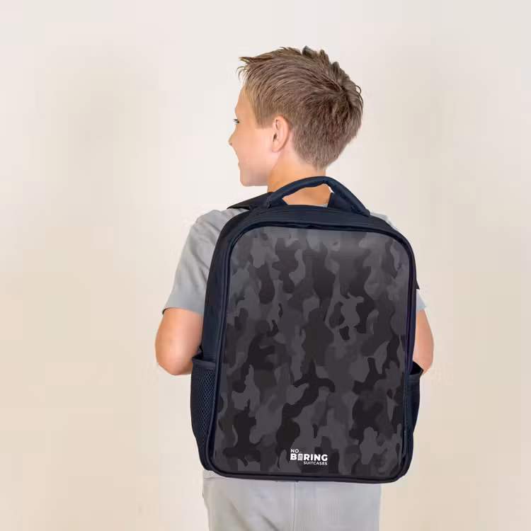 Groene camouflage print Rugzak - Zwart middel -sfeer2