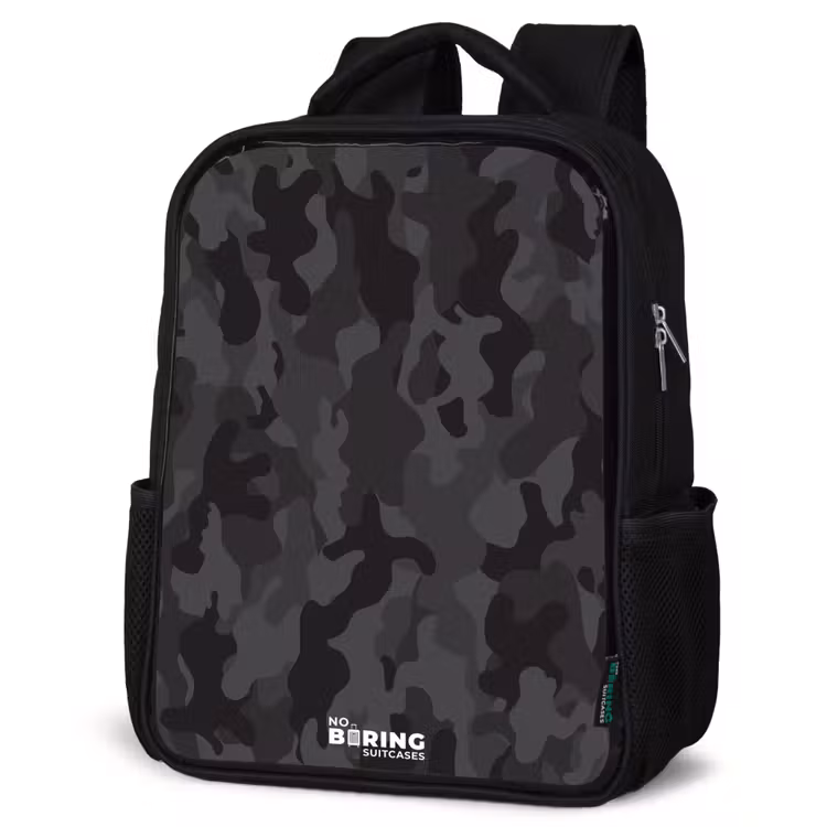 Groene camouflage print Rugzak - Zwart middel -schuin
