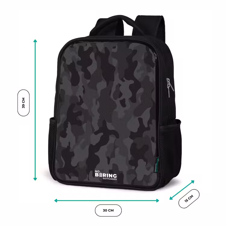Groene camouflage print Rugzak - Zwart middel -productfoto_formaten