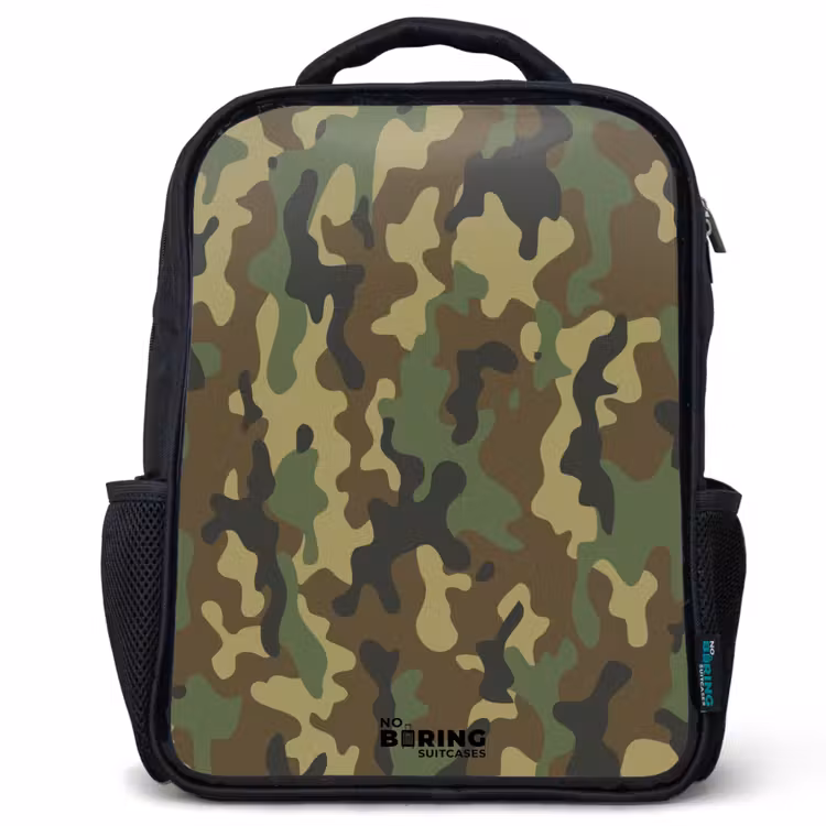 Groene camouflage met zandkleur Rugzak - Zwart middel -3d