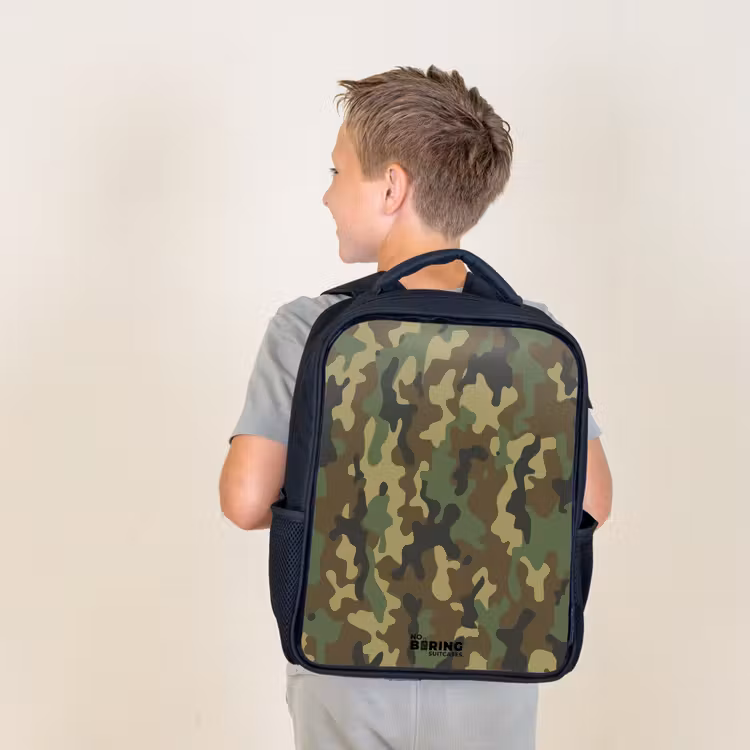 Groene camouflage met zandkleur Rugzak - Zwart middel -sfeer2