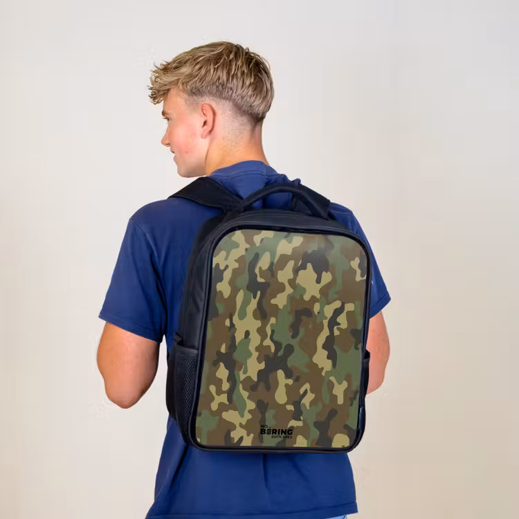 Groene camouflage met zandkleur Rugzak - Zwart middel -sfeer8