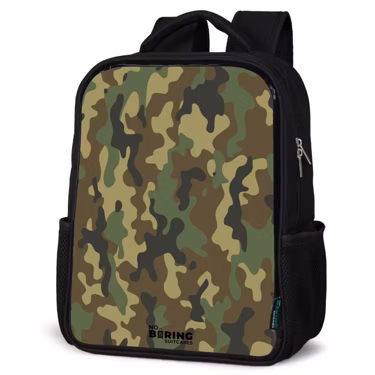 Groene camouflage met zandkleur Rugzak - Zwart middel -schuin