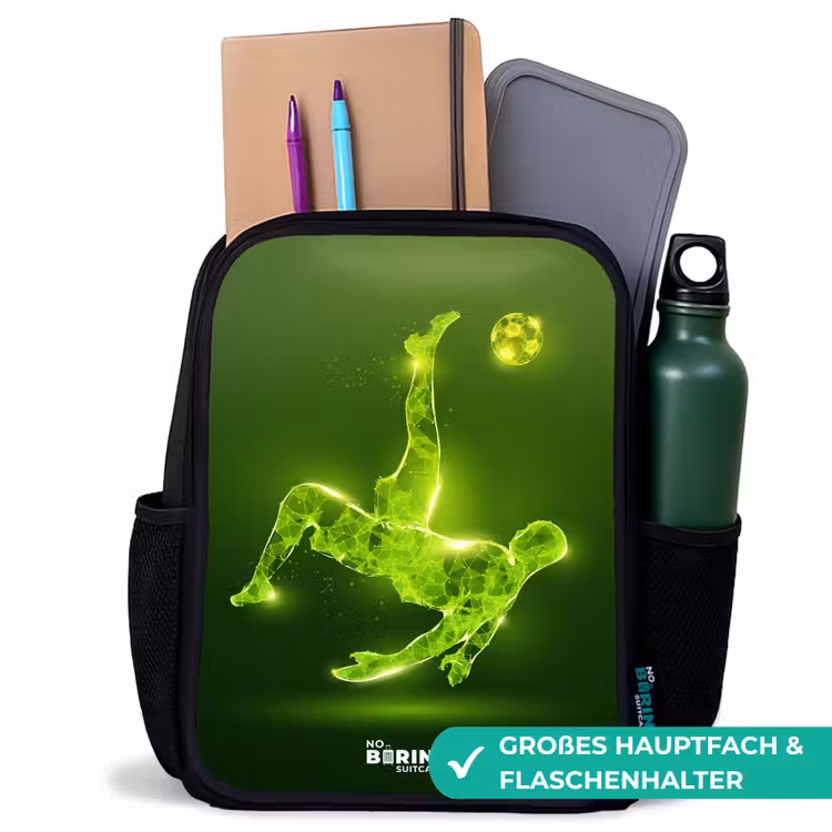 Groene neon omhaal in actie Rugzak - Zwart middel -inhoud_DE
