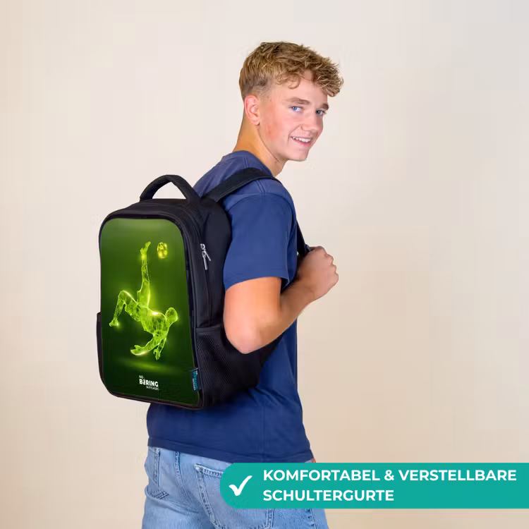 Groene neon omhaal in actie Rugzak - Zwart middel -sfeer9_DE
