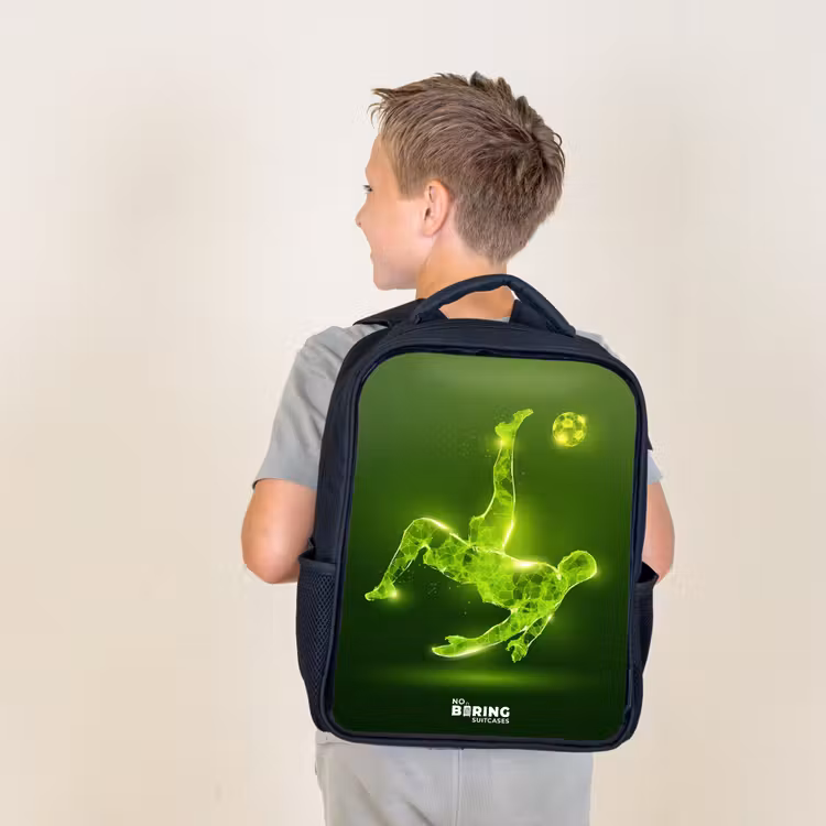 Groene neon omhaal in actie Rugzak - Zwart middel -sfeer2