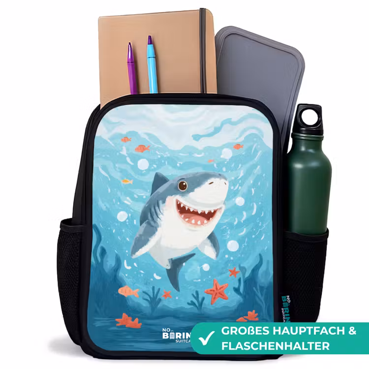Haai - Water - Zee Rugzak - Zwart middel -inhoud_DE
