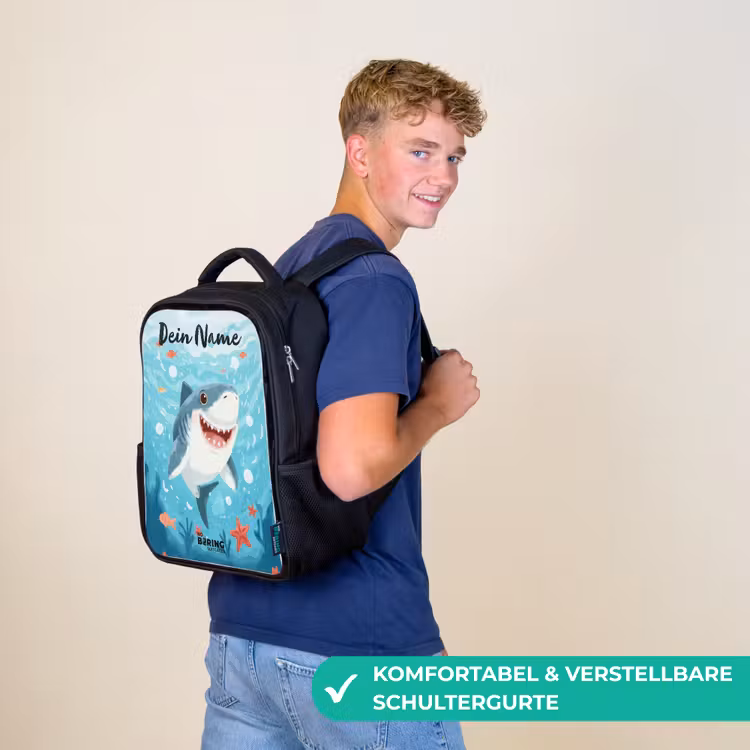 Haai - Water - Zee Rugzak - Zwart middel -sfeer9_DE