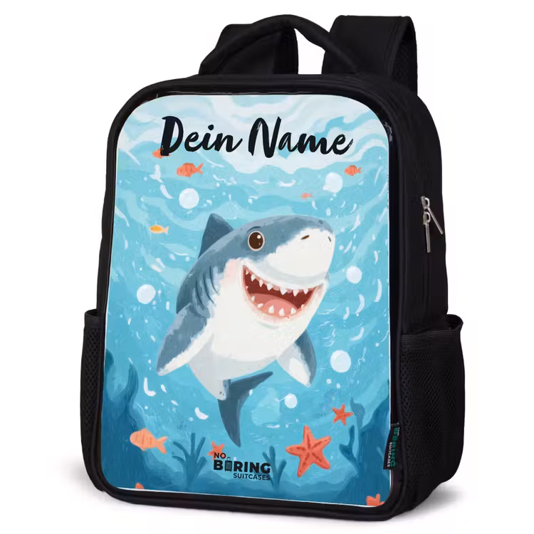 Haai - Water - Zee Rugzak - Zwart middel -schuin