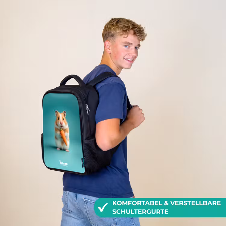 Hamster - Wortel - Dier Rugzak - Zwart middel -sfeer9_DE