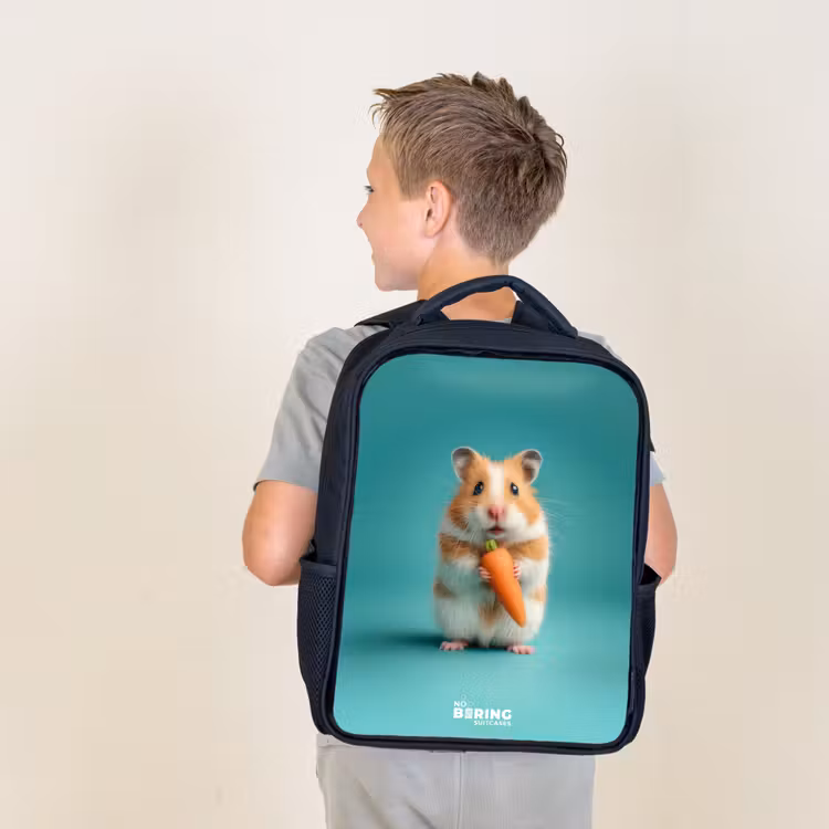 Hamster - Wortel - Dier Rugzak - Zwart middel -sfeer2