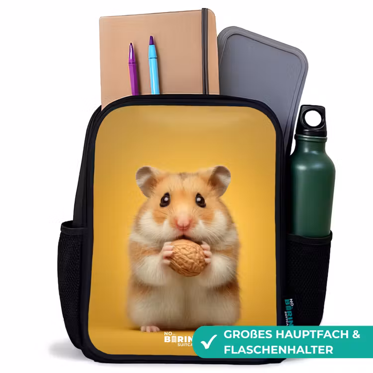 Hamster - Walnoot - Dier Rugzak - Zwart middel -inhoud_DE